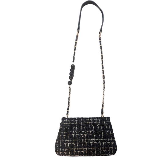 NWT Badgley Mischka Black & Gold Textured Messenger Bag - Picture 3 of 8